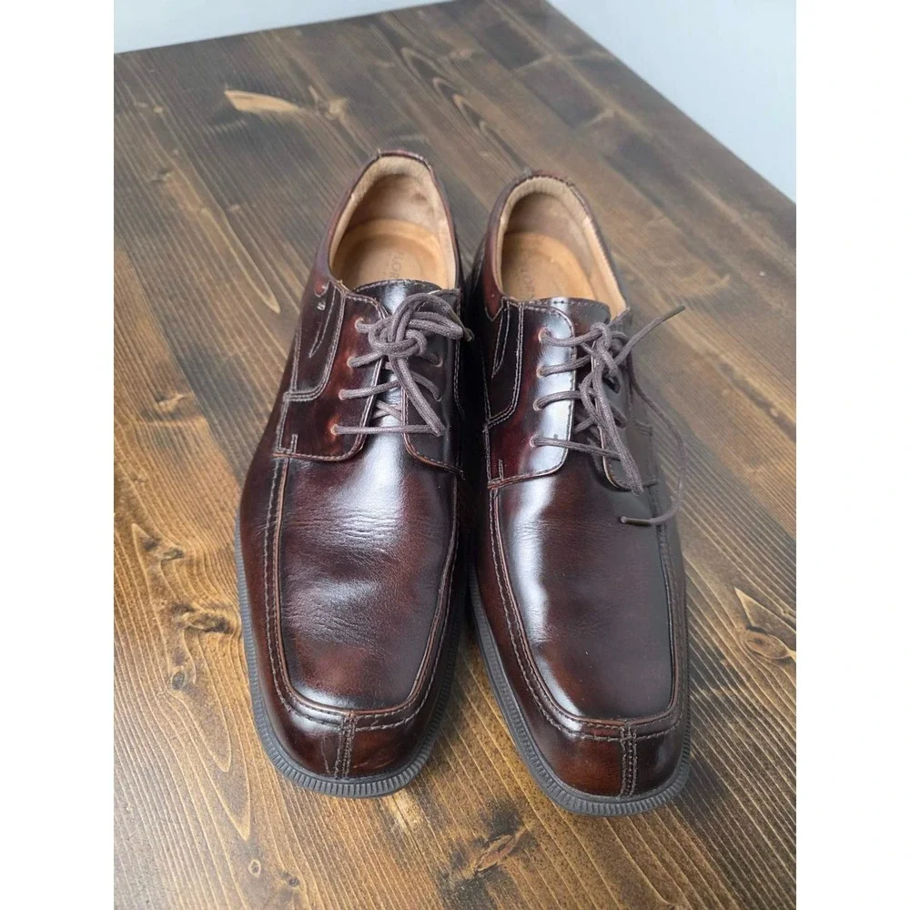 Florsheim Billings Men's 10 D Shoes Brown‎ Leather Derby Square Toe Oxford 13113